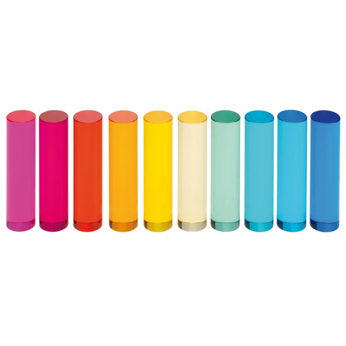 Acryl-Zylinder 10 x 2,5 cm 10er Set — Eduplay padagogisches Spielzeug Kita