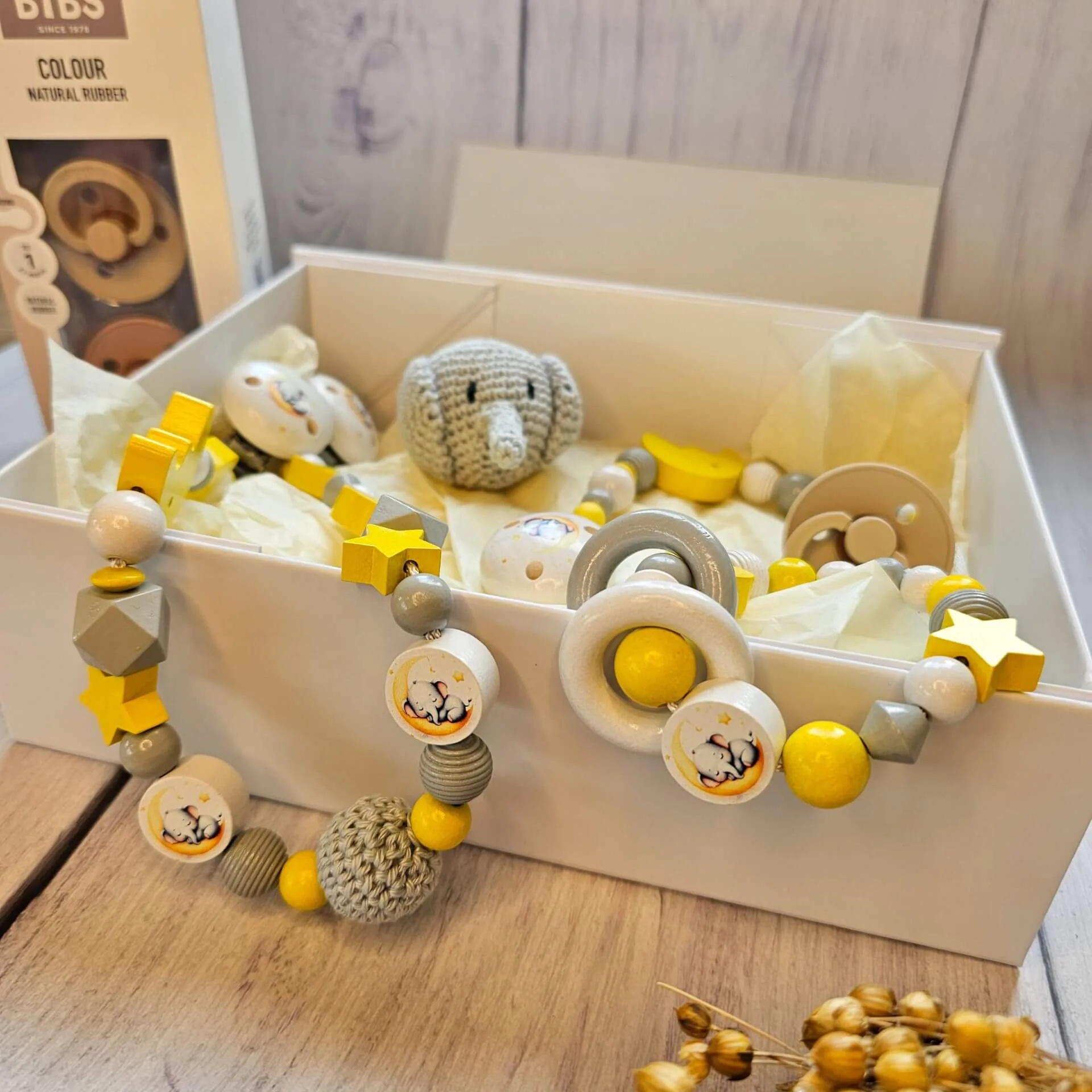 Baby Willkommensbox "Elefant" — Kiki-Ena Bastelmaterial Naturholz