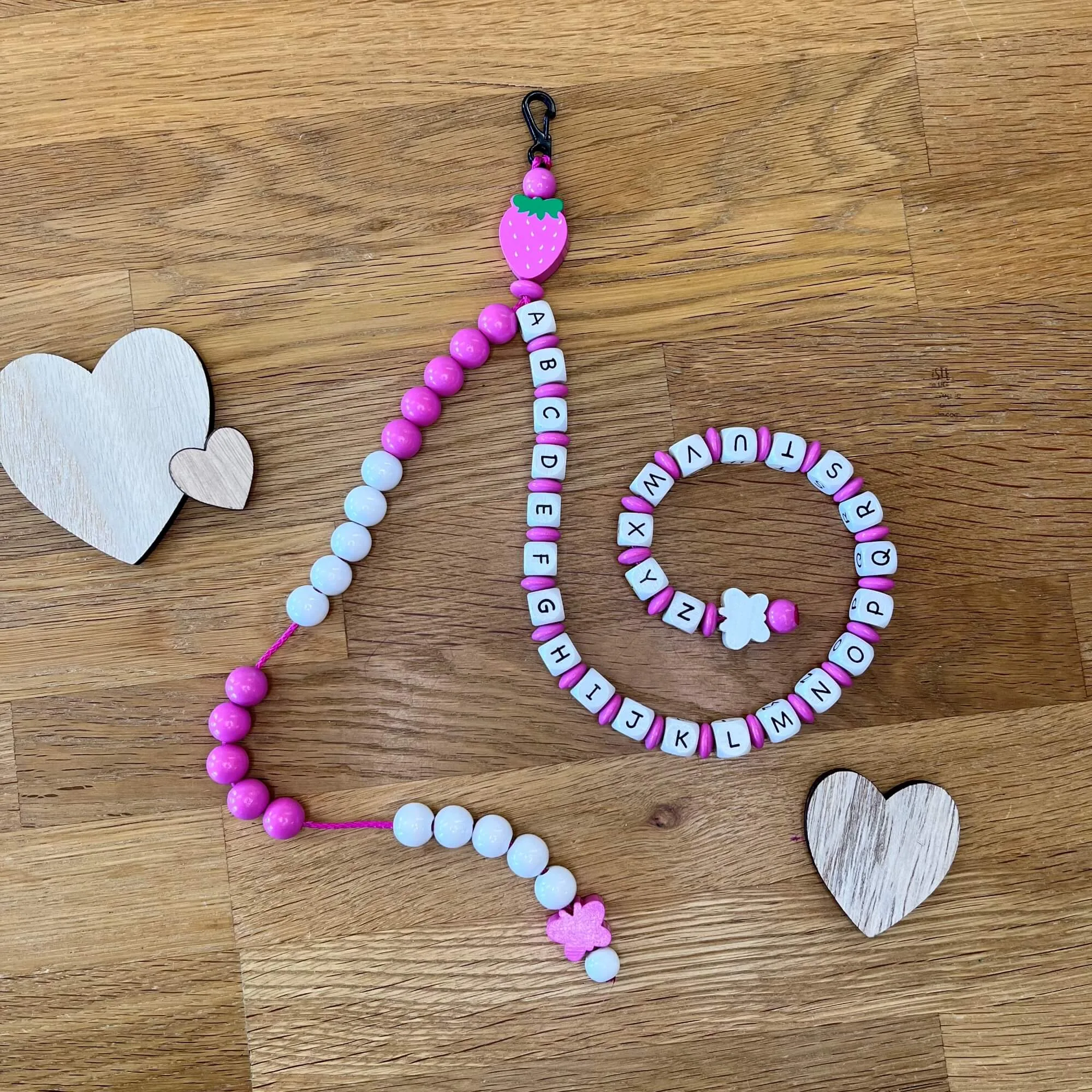 Bastelset ABC Rechenkette Erdbeere — Kiki-Ena Bastelmaterial Naturholz