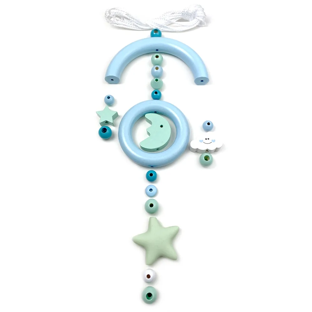 Bastelset Baby Mobile, Mond und Sterne babyblau — Kiki-Ena Bastelmaterial Naturholz Bastelset Baby Mobile, Mond und Sterne babyblau — Kiki-Ena Bastelmaterial Naturholz