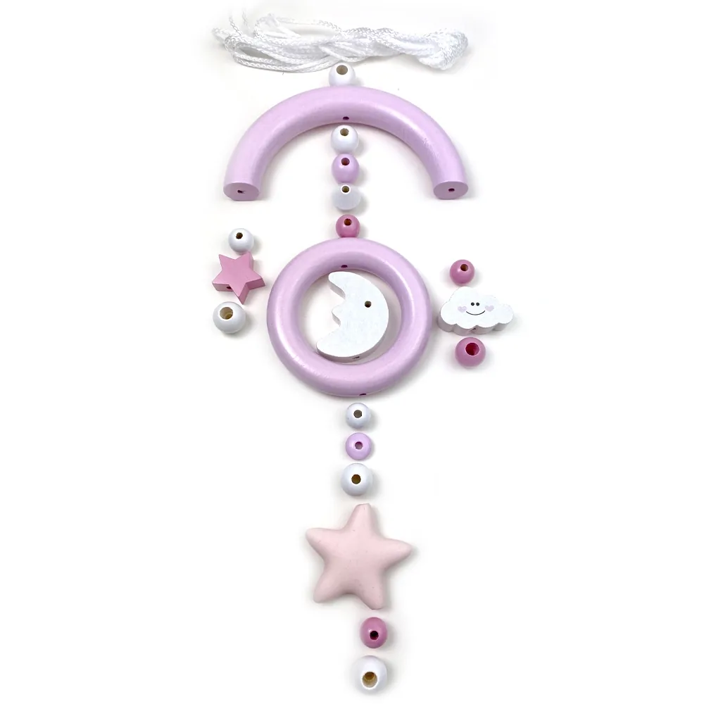Bastelset Baby Mobile, Mond und Sterne "Rosa" — Kiki-Ena Bastelmaterial Naturholz Bastelset Baby Mobile, Mond und Sterne "Rosa" — Kiki-Ena Bastelmaterial Naturholz