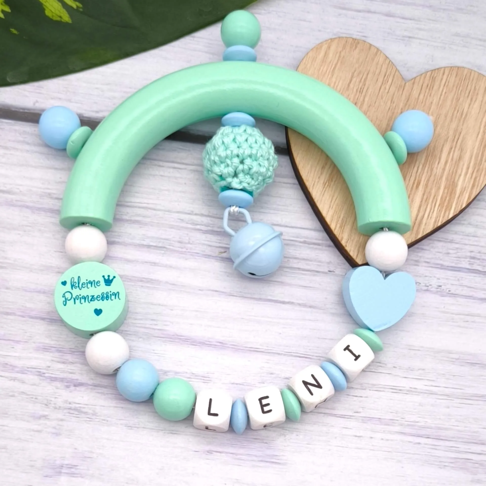 Bastelset Greifling Kleine Prinzessin - mint — Kiki-Ena Bastelmaterial Naturholz