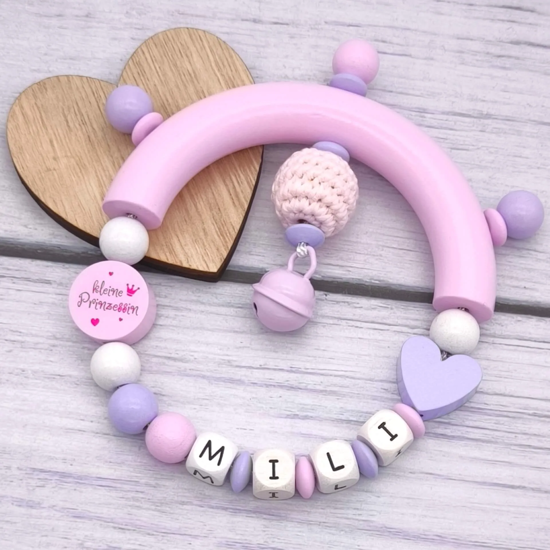 Bastelset Greifling Kleine Prinzessin - rosa — Kiki-Ena Bastelmaterial Naturholz