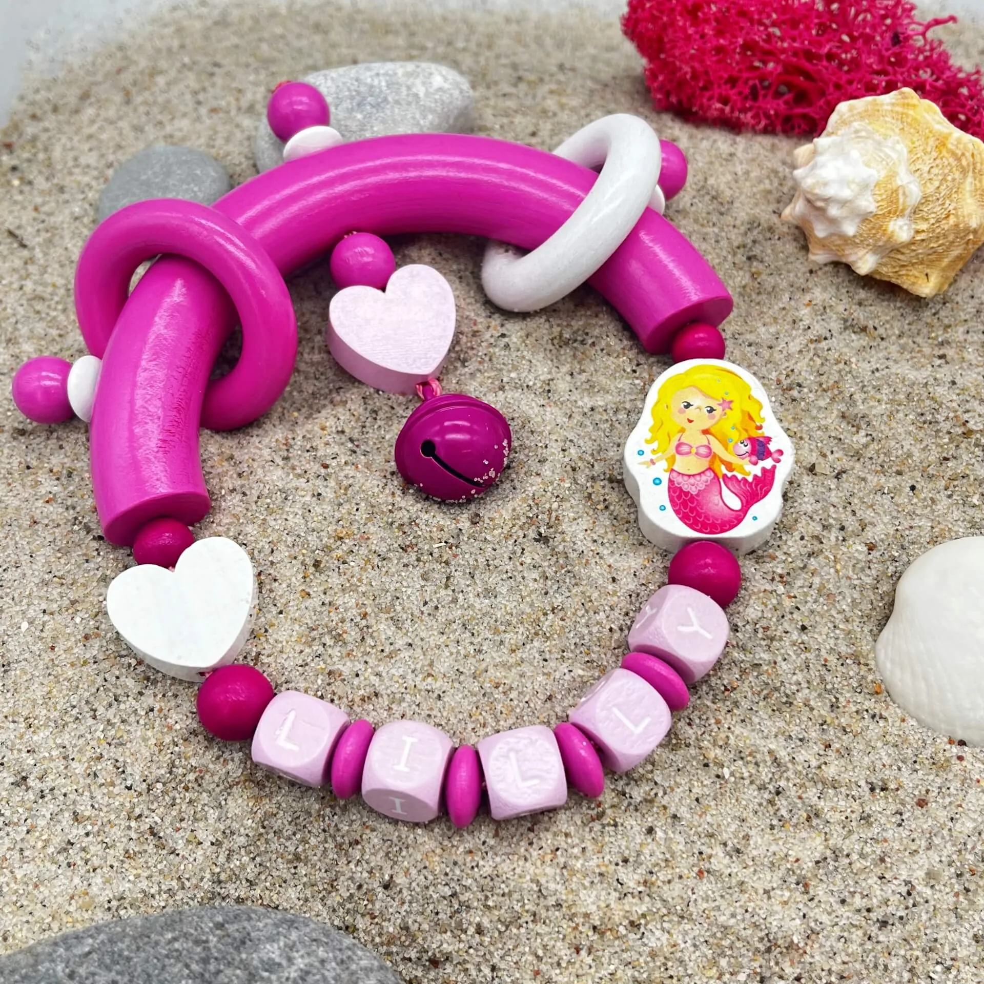 Bastelset Greifling Meerjungfrau pink — Kiki-Ena Bastelmaterial Naturholz Bastelset Greifling Meerjungfrau pink — Kiki-Ena Bastelmaterial Naturholz