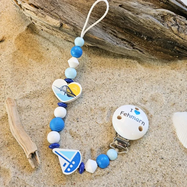 Bastelset Holzperlen-Schnullerkette "Fehmarn" — Kiki-Ena Bastelmaterial Naturholz