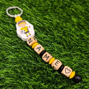Bastelset Schlüsselanhänger "Fußballer" • Gelb — Kiki-Ena Bastelmaterial Naturholz