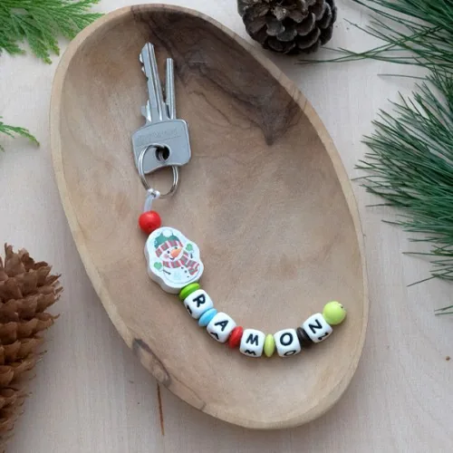 Bastelset Schlüsselanhänger Schneemann — Kiki-Ena Bastelmaterial Naturholz