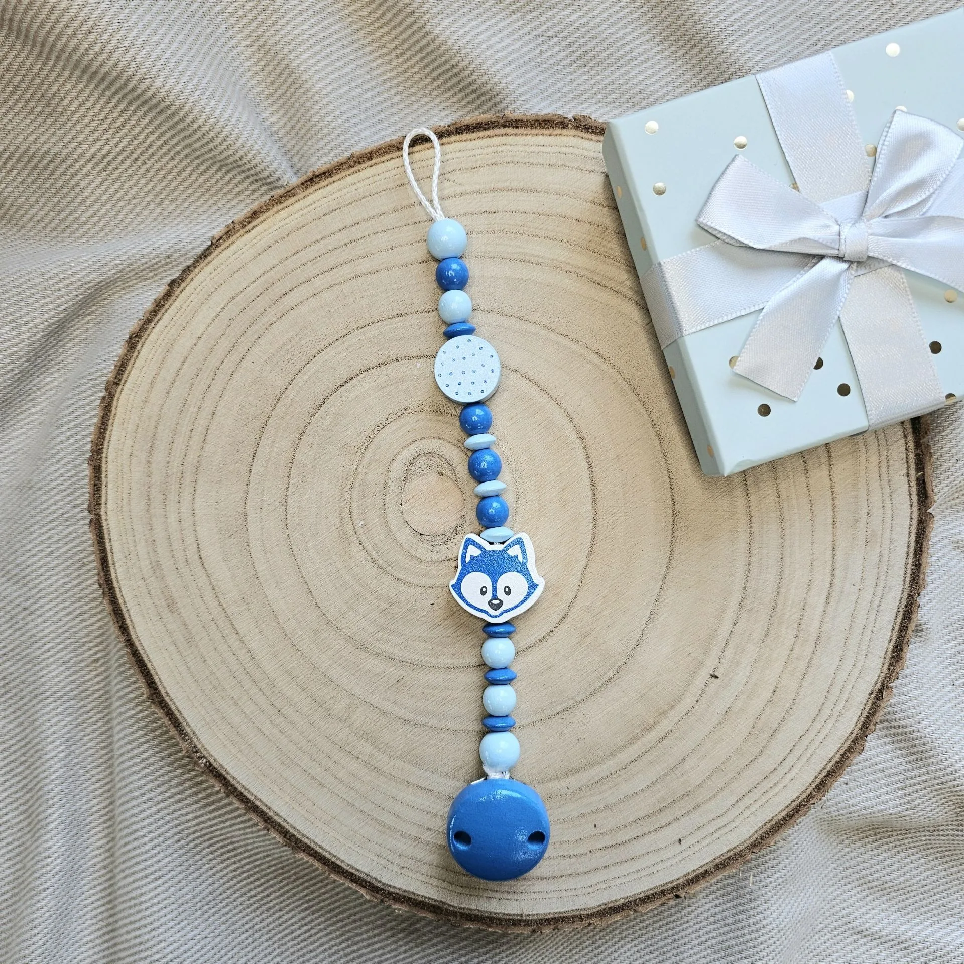 Bastelset Schnullerkette Blau III — Kiki-Ena Bastelmaterial Naturholz