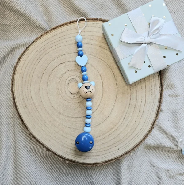 Bastelset Schnullerkette Blau IV — Kiki-Ena Bastelmaterial Naturholz