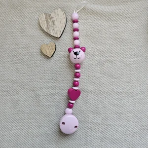 Bastelset Schnullerkette Rosa I — Kiki-Ena Bastelmaterial Naturholz