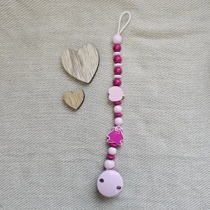 Bastelset Schnullerkette Rosa II — Kiki-Ena Bastelmaterial Naturholz
