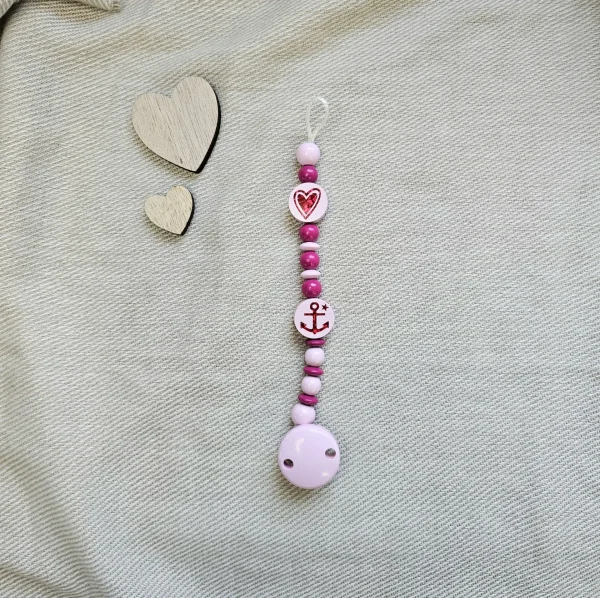 Bastelset Schnullerkette Rosa III — Kiki-Ena Bastelmaterial Naturholz