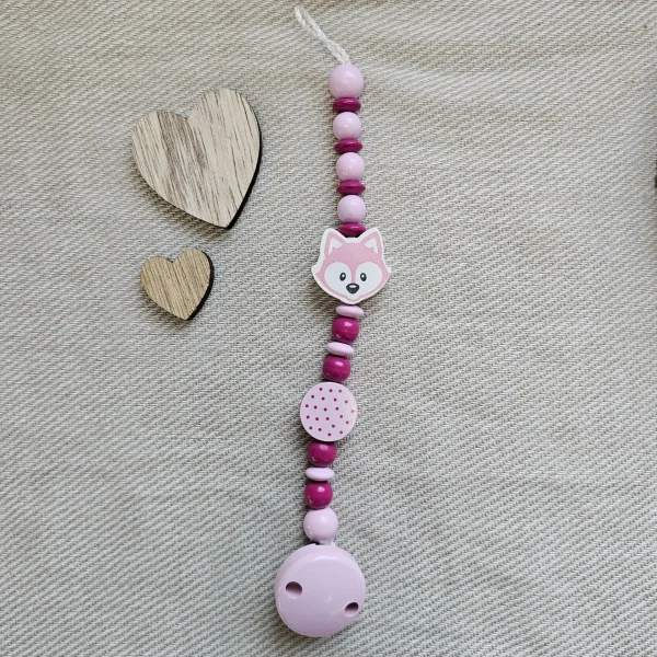 Bastelset Schnullerkette Rosa IV — Kiki-Ena Bastelmaterial Naturholz