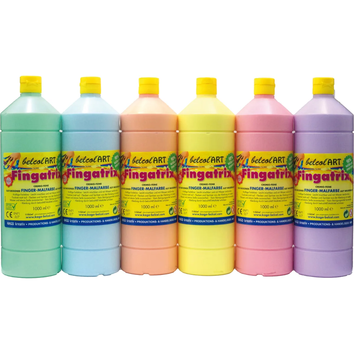 belcolART Fingatrix Pastell Set 6 x 1000ml 6 Farben — Eduplay padagogisches Spielzeug Kita