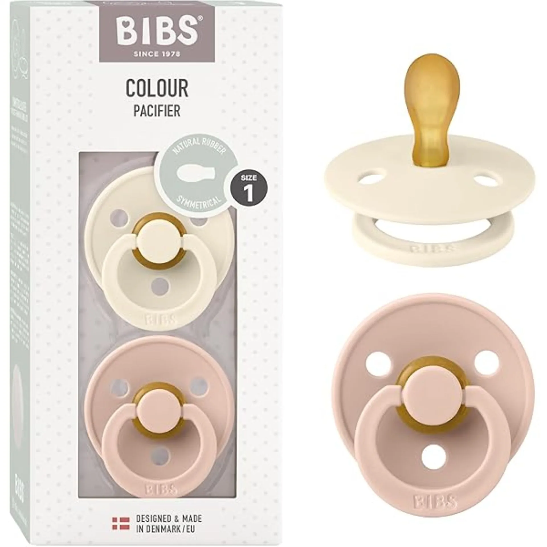 BIBS Schnuller - Colour 2er Pack, Größe 1, Vanilla/Blush — Kiki-Ena Bastelmaterial Naturholz