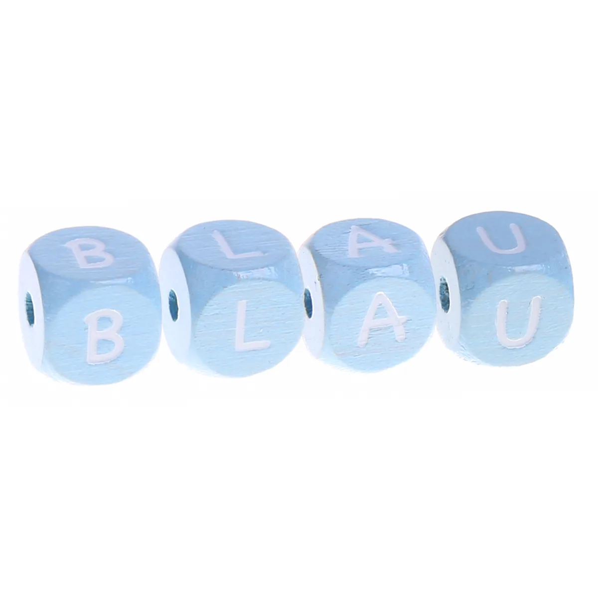 Buchstabenperlen babyblau 10x10mm — Kiki-Ena Bastelmaterial Naturholz