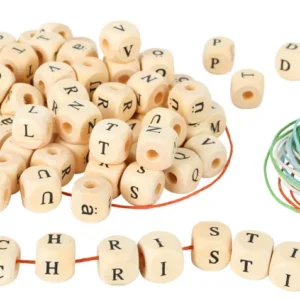 Buchstabenwürfel Holz bedruckt 11mm B-Ware MIX 300 Stück — Kiki-Ena Bastelmaterial Naturholz