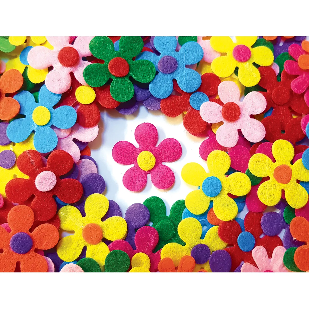 Bunte Filz-Blumen 100er Set — Eduplay padagogisches Spielzeug Kita