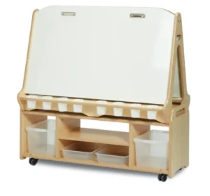 Millhouse PT1069 Doppelseitige 4-Stationen-Whiteboard-Staffelei mit hohem Ablagewagen