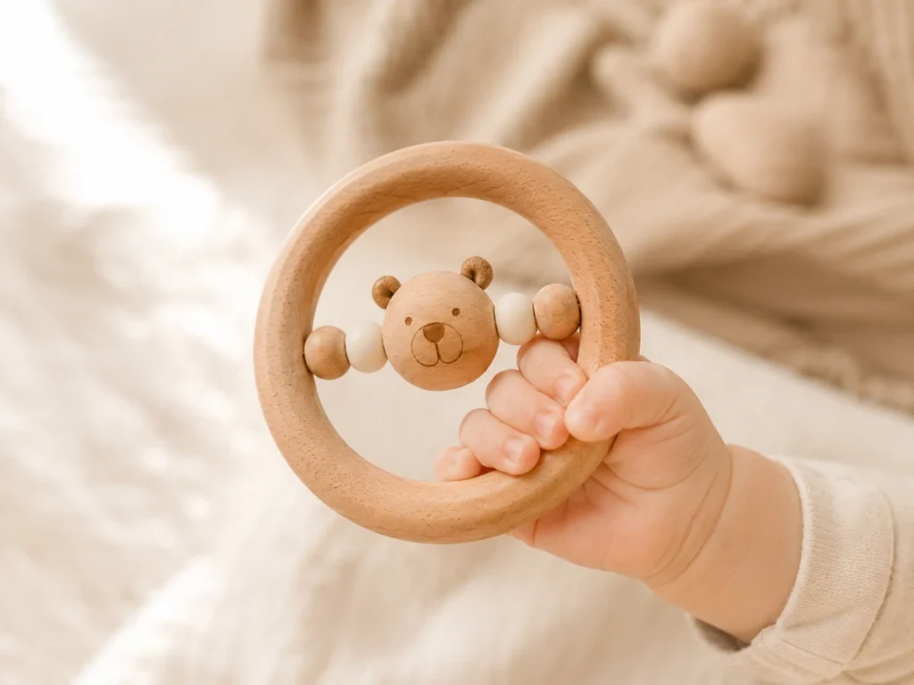 Babyhaendchen greift den fertigen Greifling