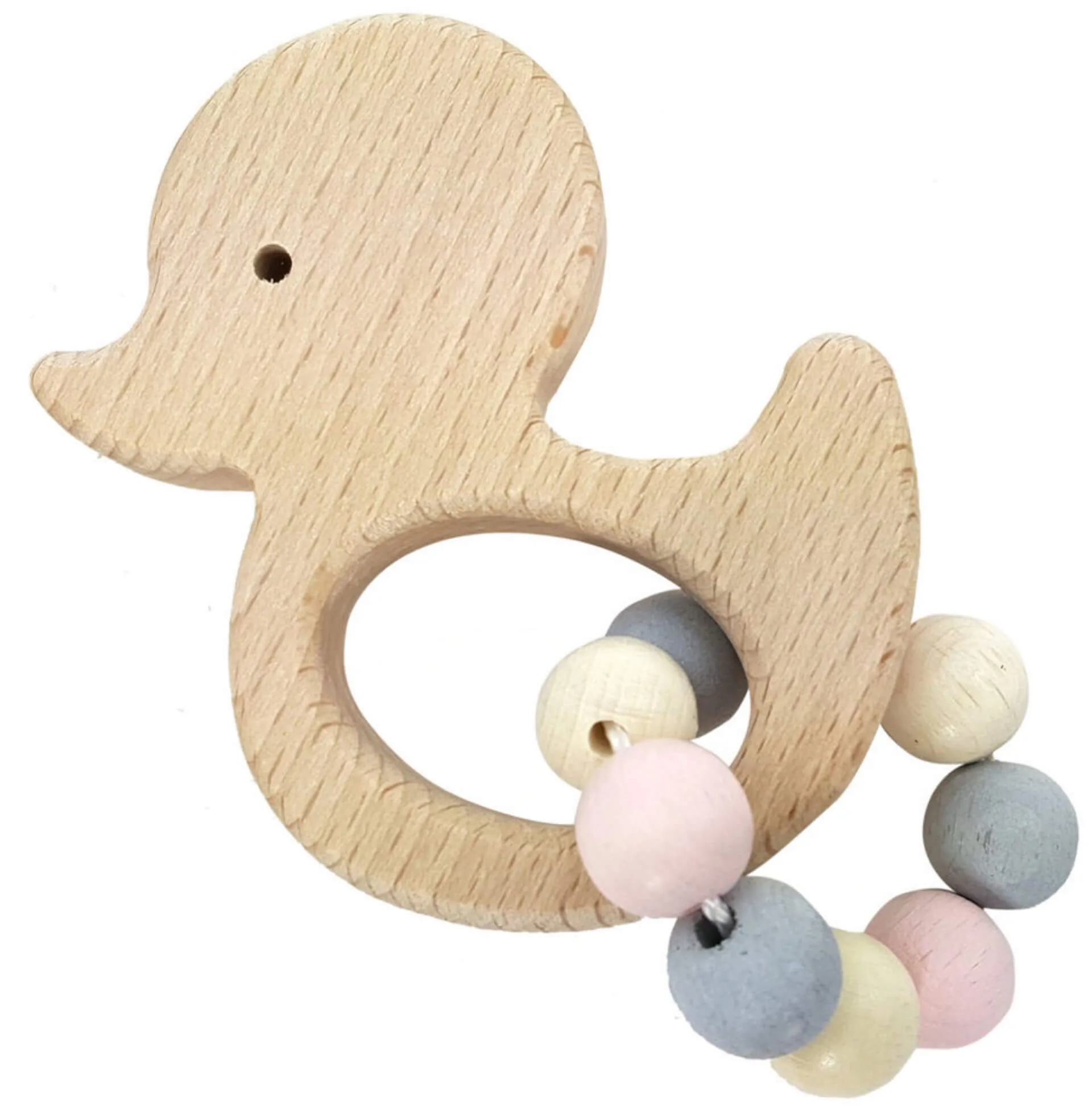 Greifrassel Ente - natur rosa — Millhouse Lernspielzeug Schule Greifrassel Ente - natur rosa — Millhouse Lernspielzeug Schule