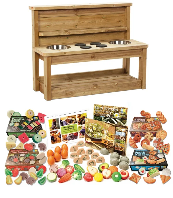 Große Matschküche plus Matschküchen-Set PT1143 — Millhouse Lernspielzeug Schule