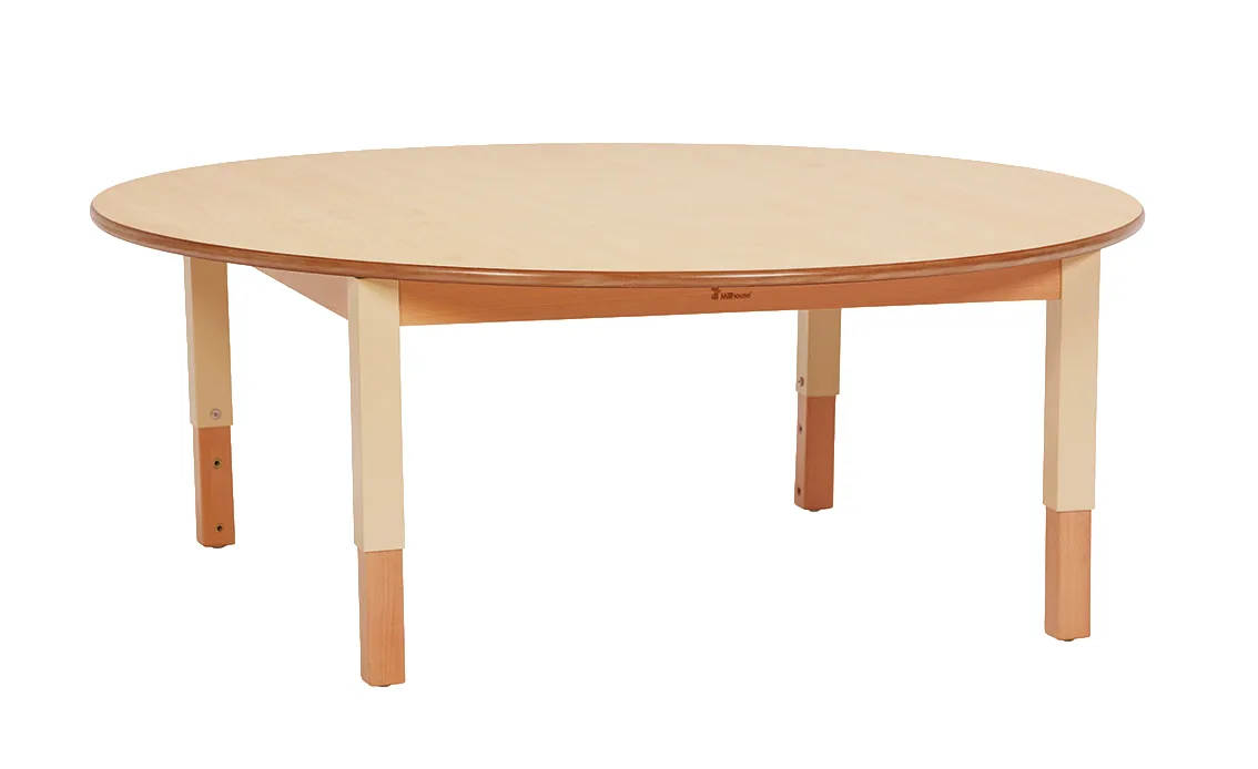 Großer runder Tisch (D1200), höhenverstellbar — Millhouse Lernspielzeug Schule