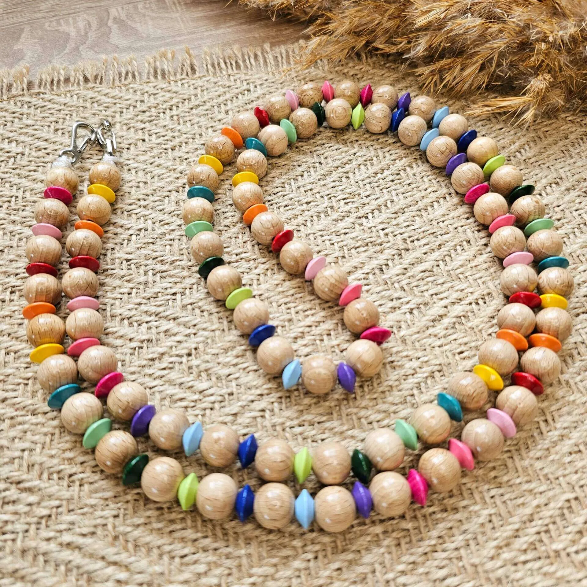 Handykette Holzperlen "Happy" Bastelset — Kiki-Ena Bastelmaterial Naturholz