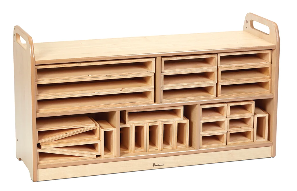 Hohlblock-Lagereinheit mit Rückwand — Millhouse Lernspielzeug Schule