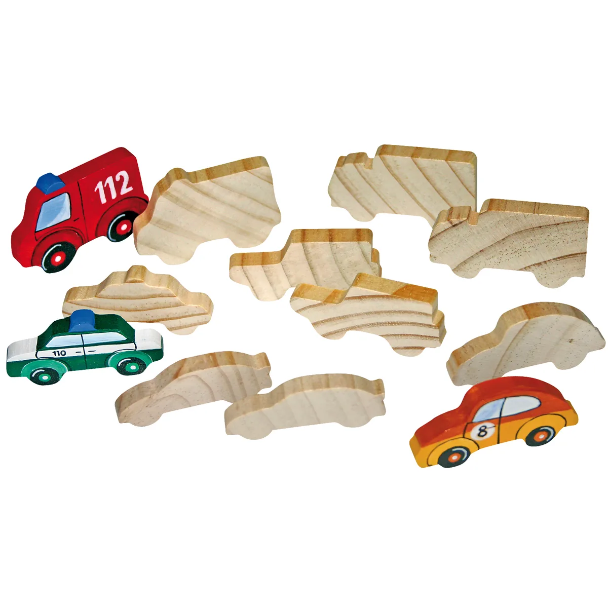 Holzfiguren Fahrzeuge 12er Set — Eduplay padagogisches Spielzeug Kita