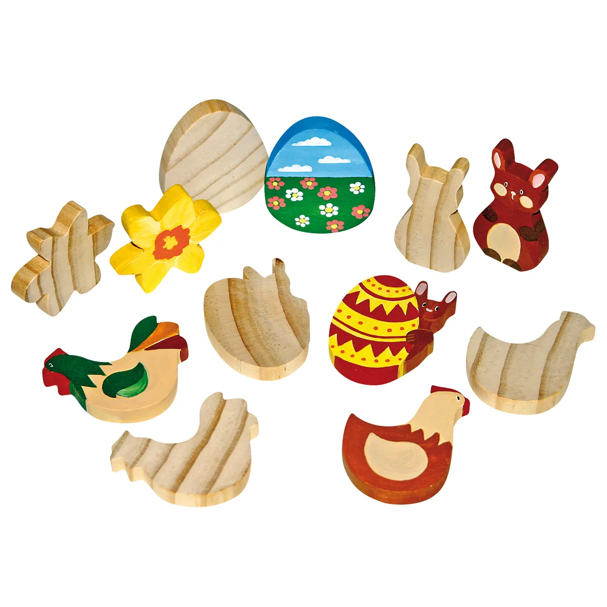 Holzfiguren Ostern 12er Set — Eduplay padagogisches Spielzeug Kita