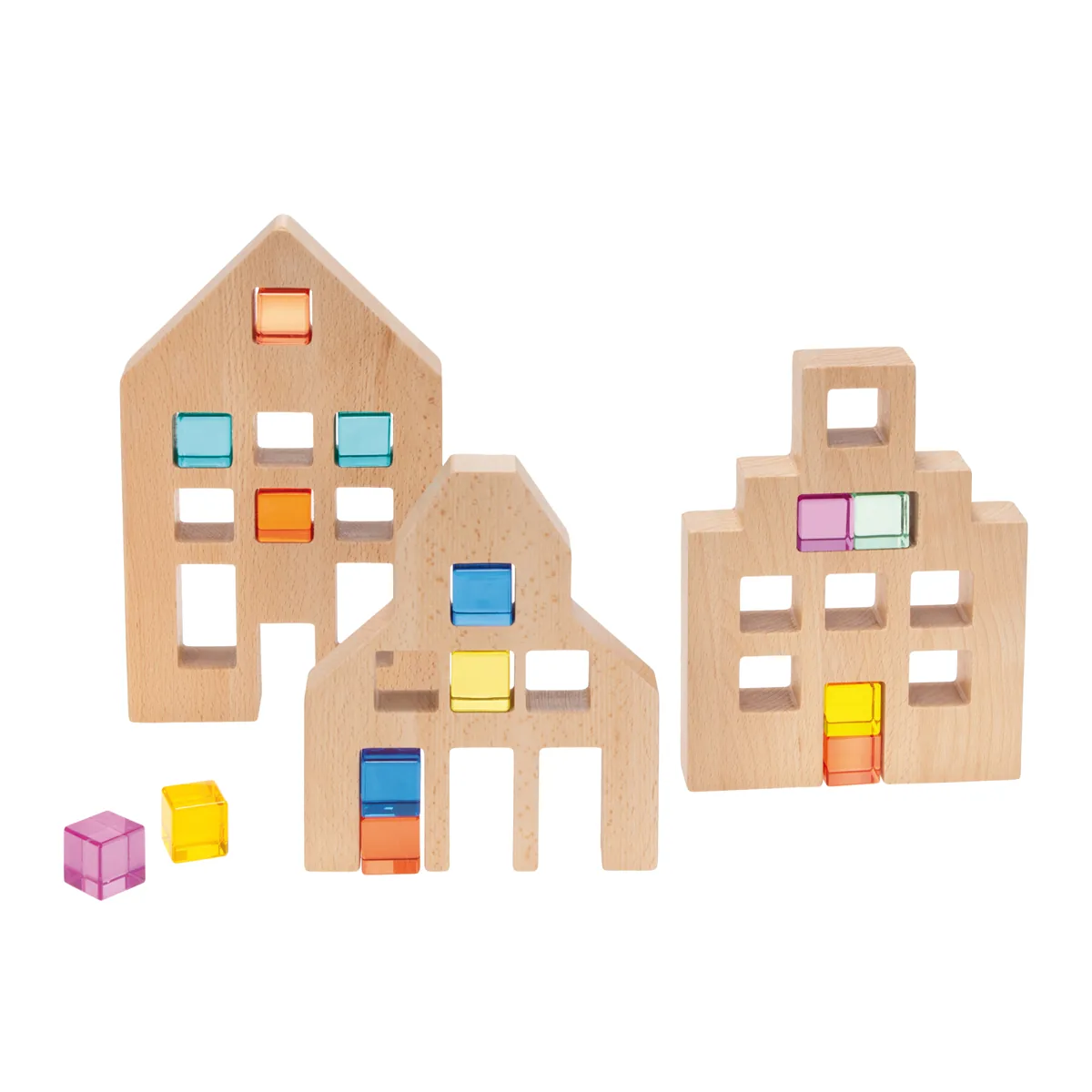 Holzhäuser für Acryl Steine 3er Set — Eduplay padagogisches Spielzeug Kita