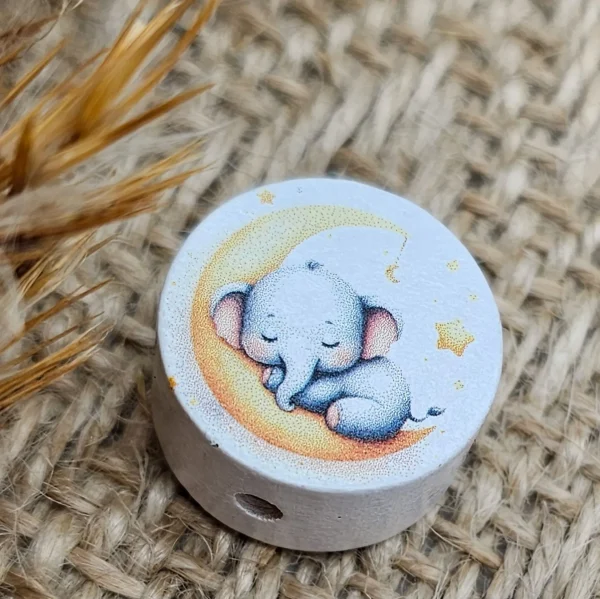 Holzperle "schlafender Elefant"  Scheibe — Kiki-Ena Bastelmaterial Naturholz