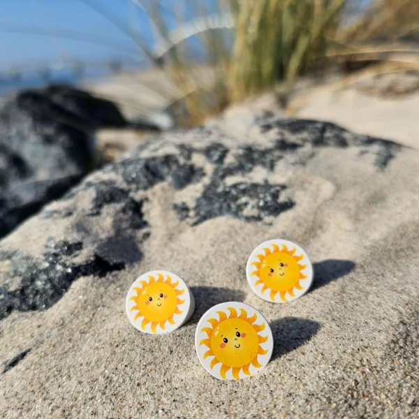 Holzperle "Sonne" Scheibe — Kiki-Ena Bastelmaterial Naturholz