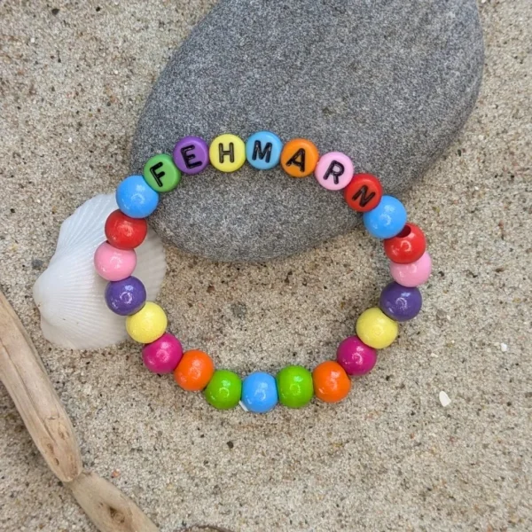 Holzperlen-Armband "Fehmarn Bunt" — Kiki-Ena Bastelmaterial Naturholz
