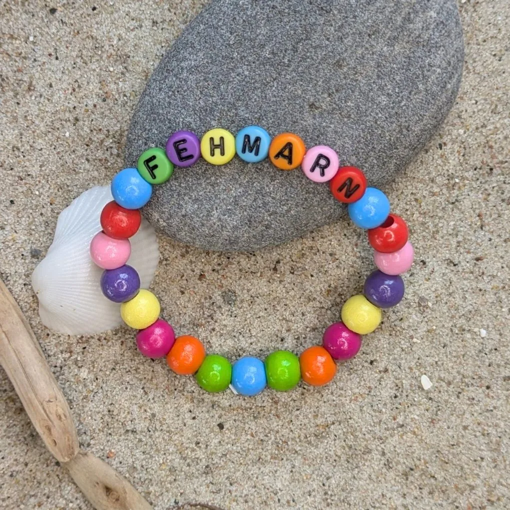 Holzperlen-Armband "Fehmarn Bunt" — Kiki-Ena Bastelmaterial Naturholz