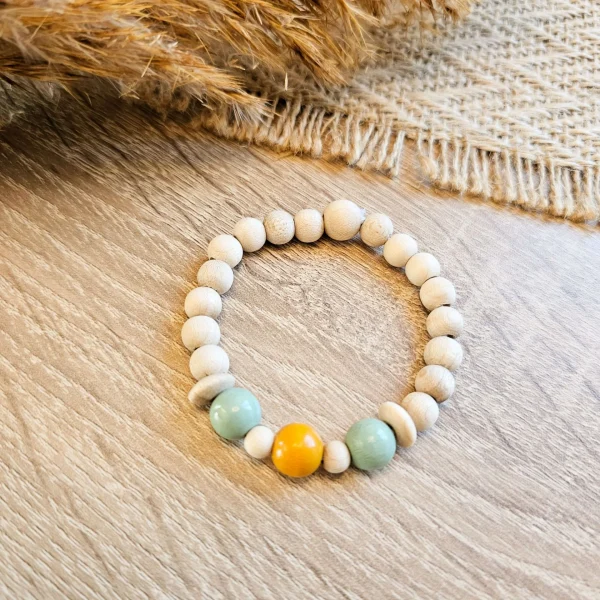 Holzperlen Armband "natur" Bastelset — Kiki-Ena Bastelmaterial Naturholz