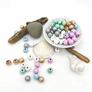 Holzperlen Perlmutt 10mm • 50 Stück — Kiki-Ena Bastelmaterial Naturholz