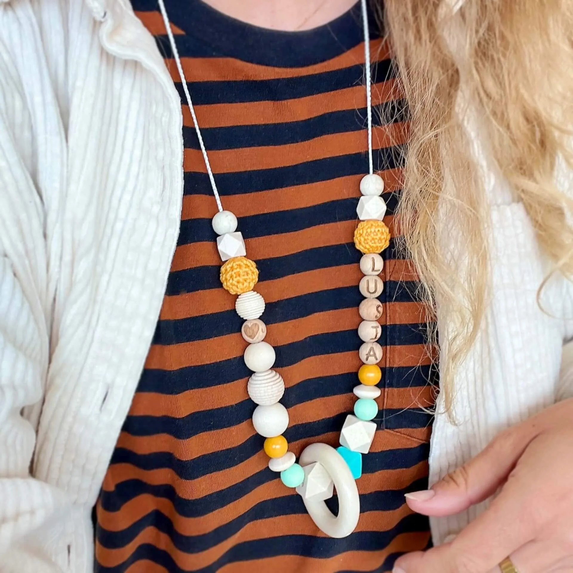 Holzperlen Stillkette "Sunshine" Bastelset — Kiki-Ena Bastelmaterial Naturholz