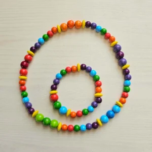 Holzperlenkette und Armband „Regenbogen“ Bastelset