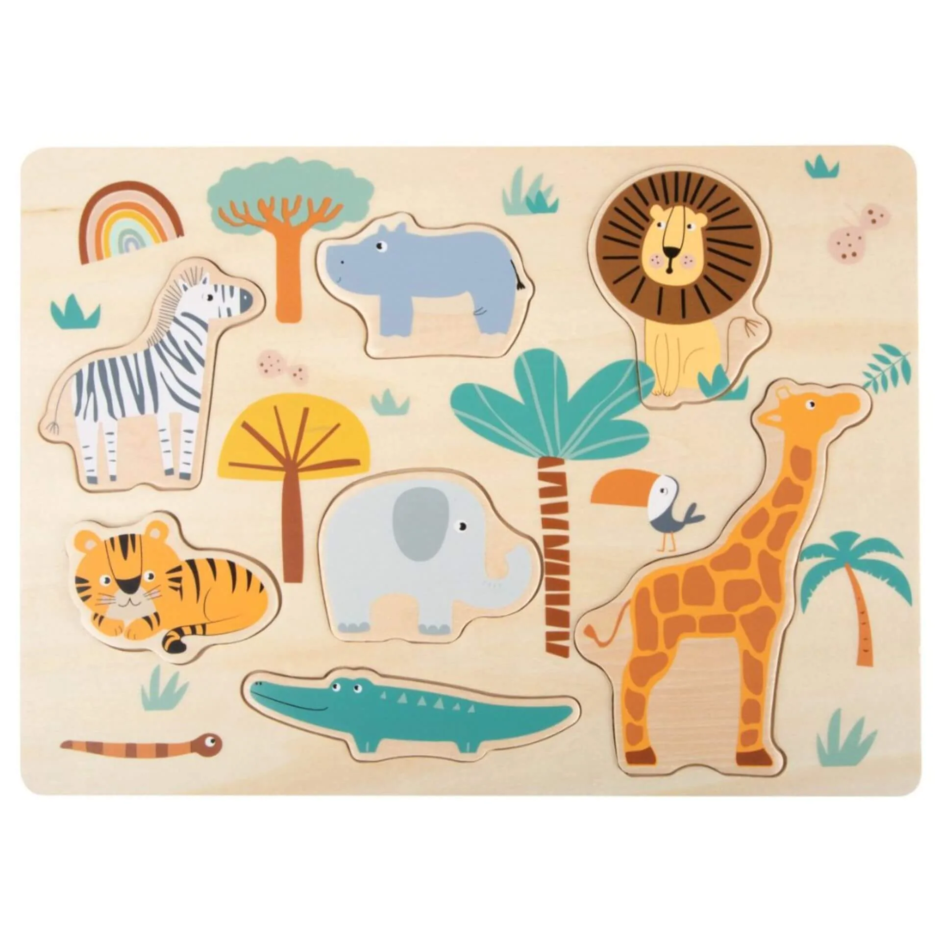 Holzpuzzle Safari — Millhouse Lernspielzeug Schule