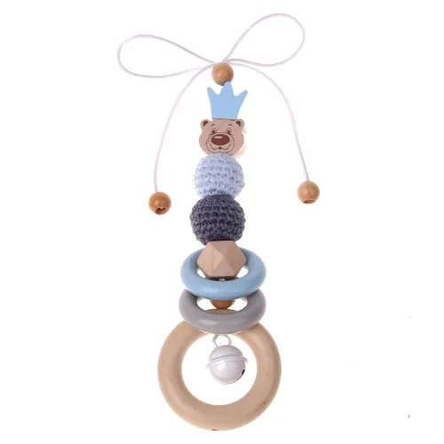 Kinderwagen-Anhänger Bastelset Bär mit Krone blau — Kiki-Ena Bastelmaterial Naturholz