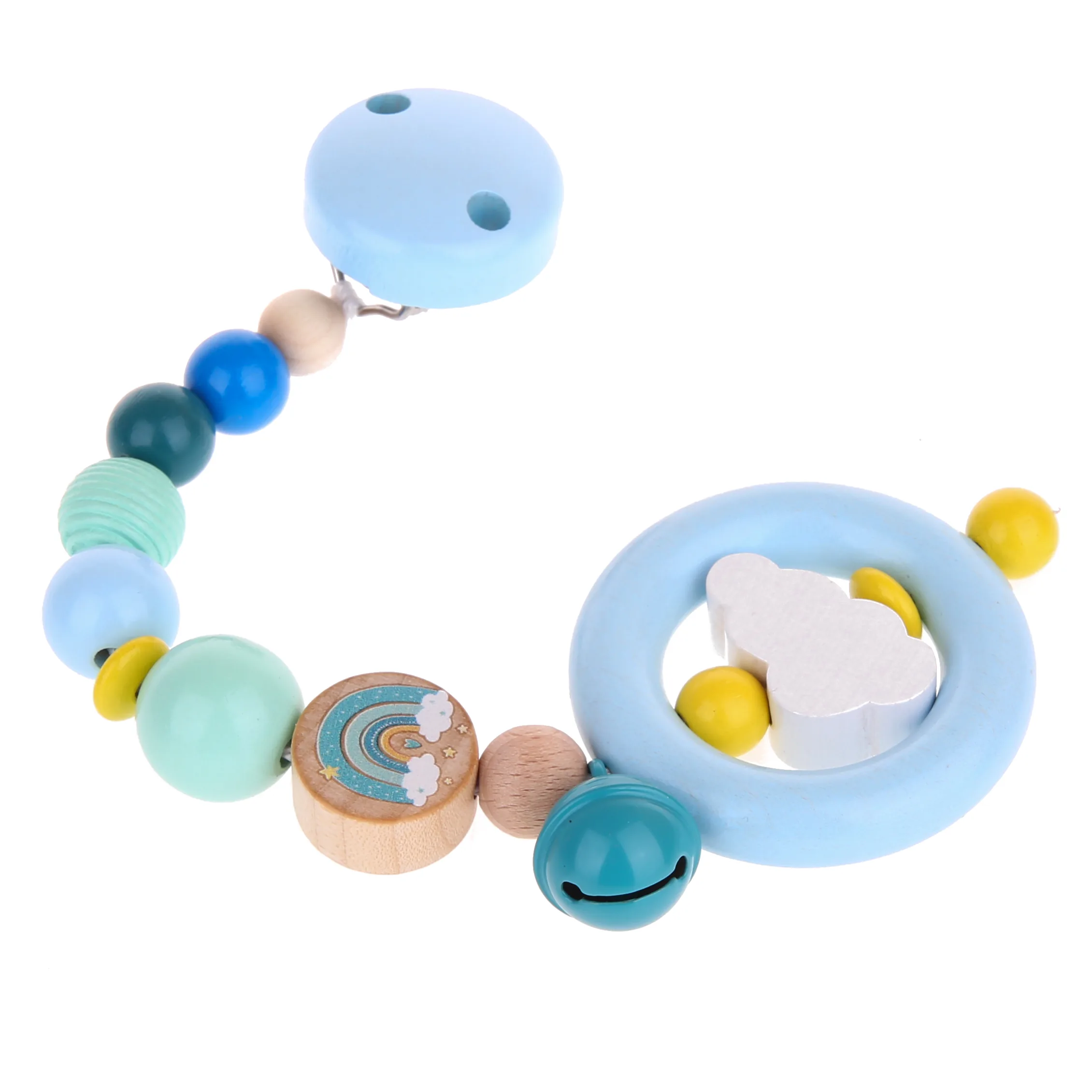Kinderwagenanhänger Regenbogen Bastelset babyblau — Kiki-Ena Bastelmaterial Naturholz