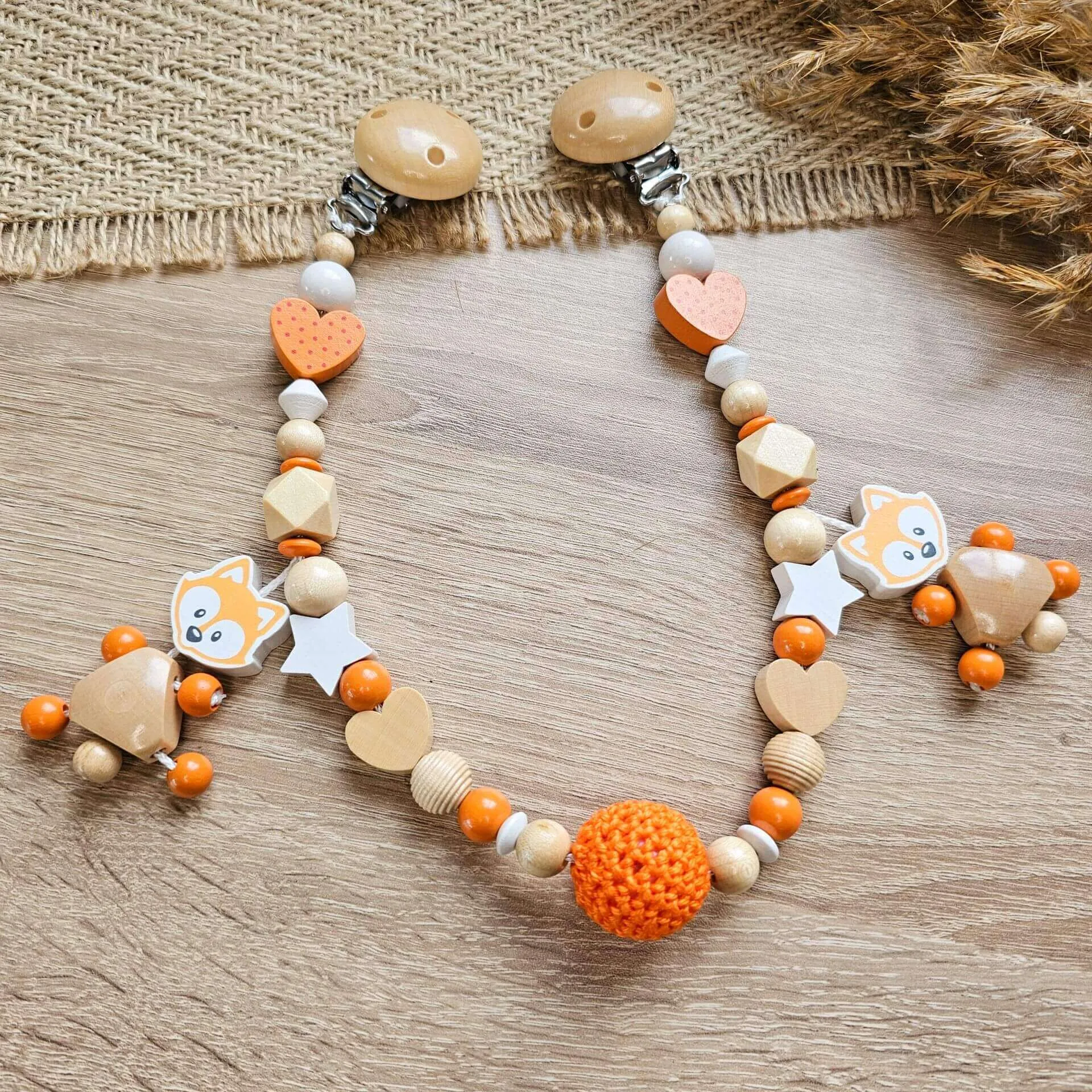 Kinderwagenkette Bastelset Fuchs mandarin — Kiki-Ena Bastelmaterial Naturholz