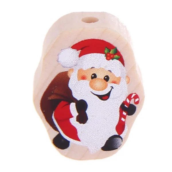 kleine Motivperle • Weihnachtsmann natur — Kiki-Ena Bastelmaterial Naturholz