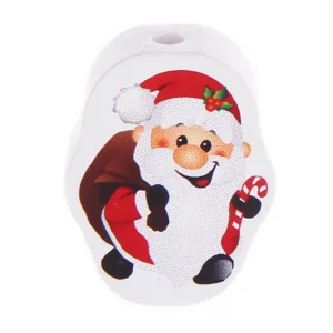 kleine Motivperle • Weihnachtsmann weiß — Kiki-Ena Bastelmaterial Naturholz