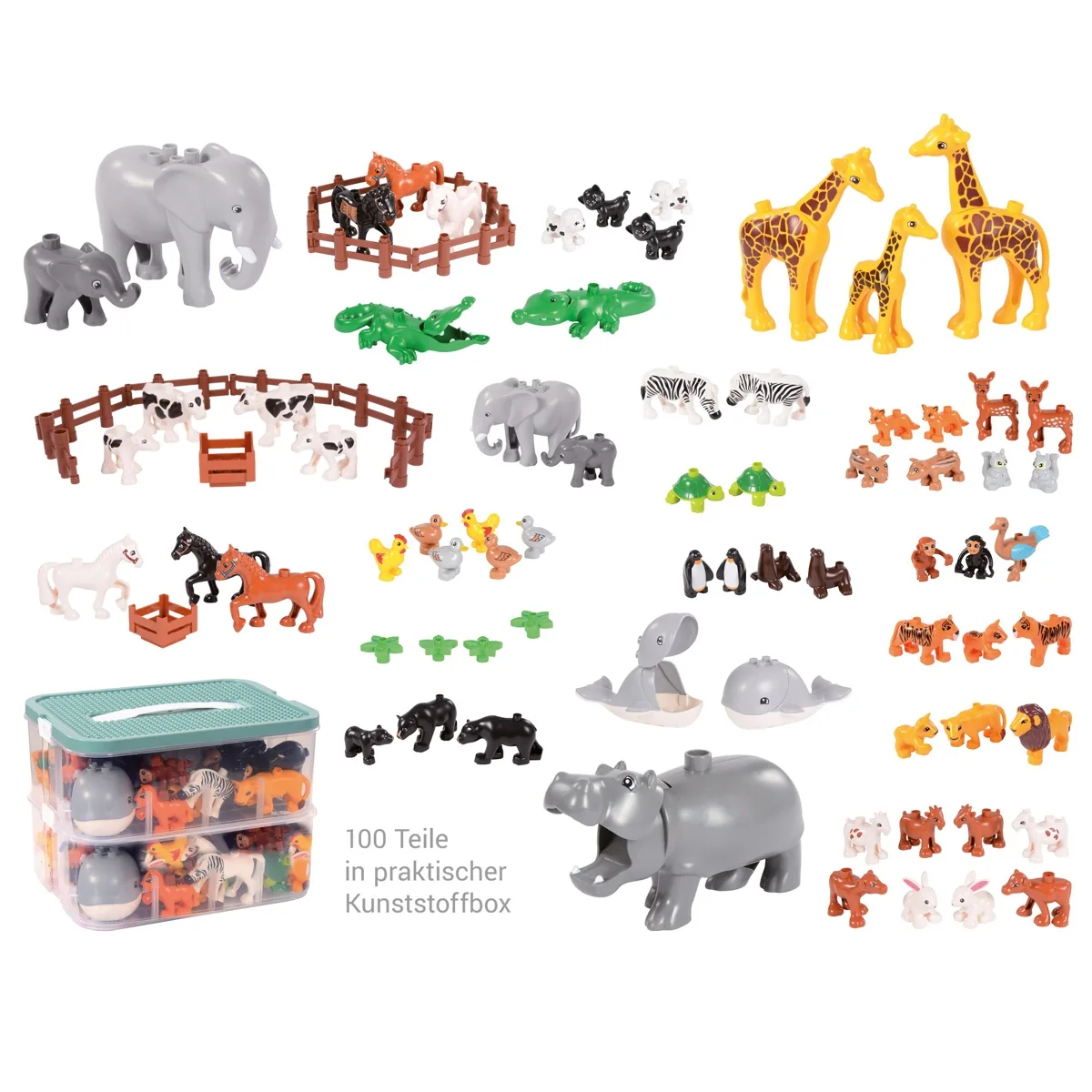 Klemmbaustein-Set Junior Zubehör Tiere und Zäune 100 Teile — Eduplay padagogisches Spielzeug Kita