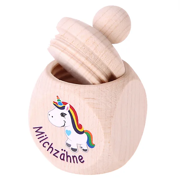 Milchzahndose Einhorn Regenbogen — Kiki-Ena Bastelmaterial Naturholz