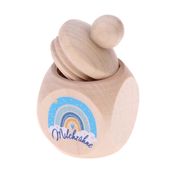 Milchzahndose Regenbogen Blau — Kiki-Ena Bastelmaterial Naturholz