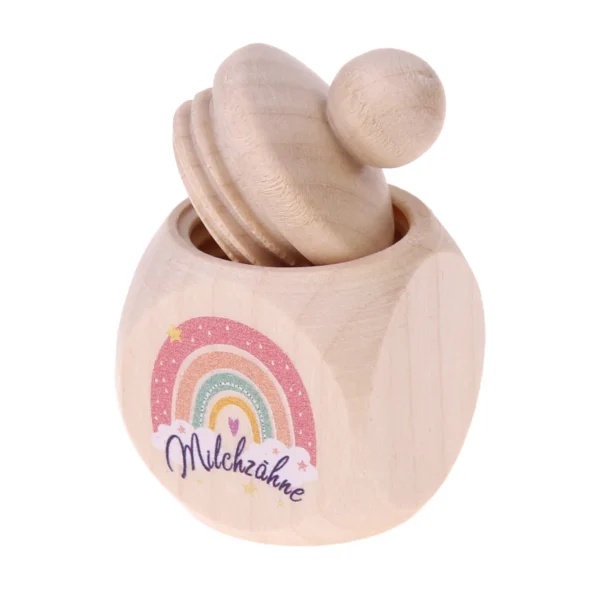 Milchzahndose Regenbogen Rosa — Kiki-Ena Bastelmaterial Naturholz